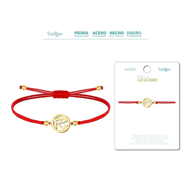Pulsera Hilo Rojo Ojo De Horus Dorado - Coleccion amuleto pulsera roja